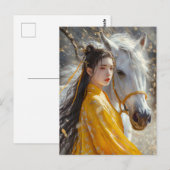 Meisje met Paard Chinese Zodiac Art Briefkaart (Voorkant / Achterkant)