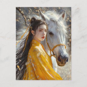 Meisje met Paard Chinese Zodiac Art Briefkaart