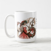 Meisje met paard en krans Kerstmis Koffiemok (Links)