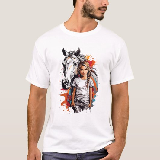 Meisje met paard Graphic T Shirt (Voorkant)