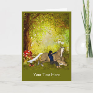 Meisje met paardenfantastische fotokaart kaart