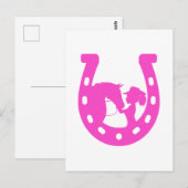 Meisje met paardenpaars en Western Pet met warmroz Briefkaart (Voorkant / Achterkant)