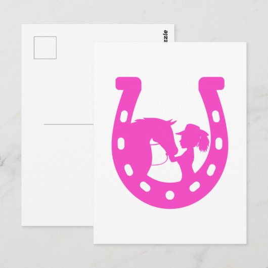 Meisje met paardenpaars en Western Pet met warmroz Briefkaart (Voorkant / Achterkant)