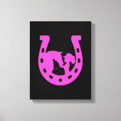 Meisje met paardenpaars en Western Pet met warmroz Canvas Afdruk (Voorkant)