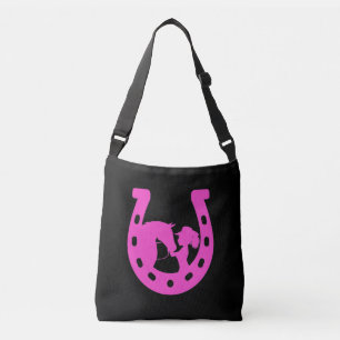 Meisje met paardenpaars en Western Pet met warmroz Crossbody Tas