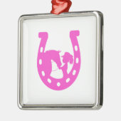 Meisje met paardenpaars en Western Pet met warmroz Metalen Ornament (Links)