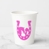 Meisje met paardenpaars en Western Pet met warmroz Papieren Bekers (Voorkant)