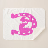 Meisje met paardenpaars en Western Pet met warmroz Sherpa Deken (Voorkant (horizontaal))