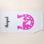 Meisje met paardenpaars en Western Pet met warmroz Strandlaken (Voorkant)