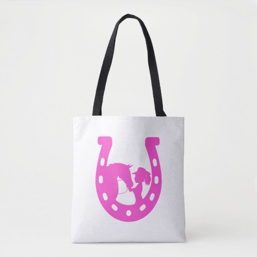 Meisje met paardenpaars en Western Pet met warmroz Tote Bag (Voorkant)