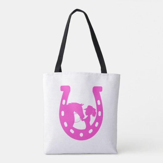 Meisje met paardenpaars en Western Pet met warmroz Tote Bag (Achterkant)