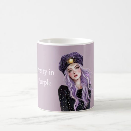 Meisje met paars haar koffiemok (Center)