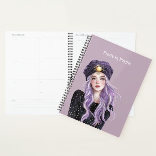 Meisje met paars haar planner (Display)