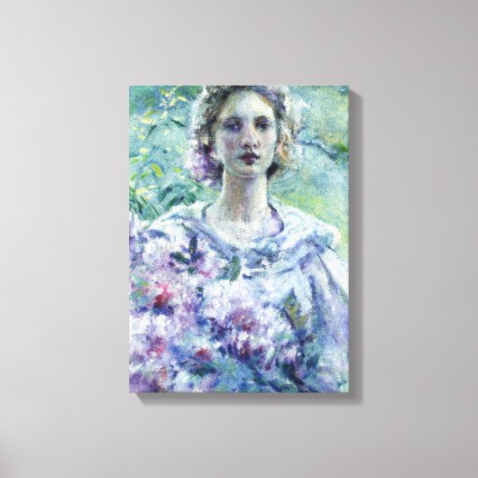 Meisje met paarse bloemen (door Robert Reid) Canvas Afdruk (Voorkant)