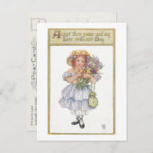 meisje met paasbloemen briefkaart (Voorkant / Achterkant)