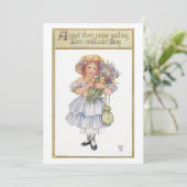   meisje met paasbloemen feestdagenkaart (Staand voorkant)