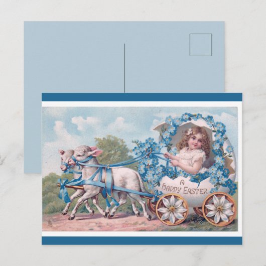  meisje met paasgroeten briefkaart (Voorkant / Achterkant)