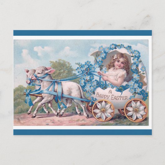  meisje met paasgroeten briefkaart (Voorkant)