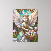 Meisje met paashaas engelenkostuum canvas afdruk (Voorkant)