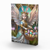 Meisje met paashaas engelenkostuum fotoblokken (Rechts)