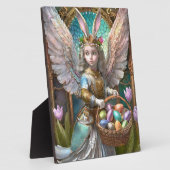 Meisje met paashaas engelenkostuum fotoplaat (Zijkant)