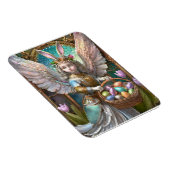 Meisje met paashaas engelenkostuum magneet (Rechterzijde)