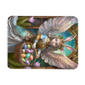 Meisje met paashaas engelenkostuum magneet (Horizontaal)