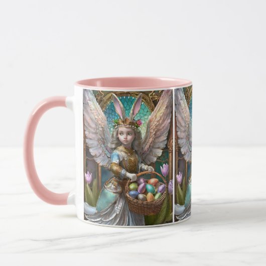 Meisje met paashaas engelenkostuum mok (Links)