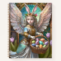 Meisje met paashaas engelenkostuum