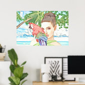 Meisje met papegaai poster (Thuiskantoor)