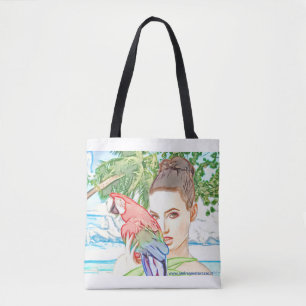 Meisje met papegaai tote bag