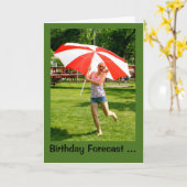 Meisje met paraplu 100% kans op verjaardagsplezier kaart (Gele Bloem)