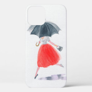 Meisje met paraplu in de regen. illustratie van de Case-Mate iPhone case