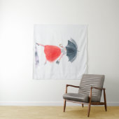 Meisje met paraplu in de regen. mode illustratie. wandkleed (In Situ (horizontaal))