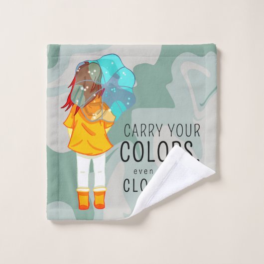 Meisje met paraplu in de wind Positief Quote Bad Handdoek (Wasdoekje)