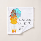 Meisje met paraplu in de wind Positief Quote Bad Handdoek (Wasdoekje)