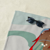 Meisje met paraplu in de wind Positief Quote Strandlaken (In situ)