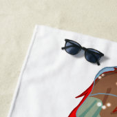 Meisje met paraplu in de wind Positief Quote Strandlaken (In situ)