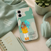 Meisje met paraplu in de wind positieve quote Case-Mate iPhone case