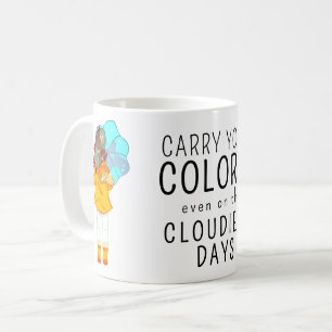 Meisje met paraplu in de wind positieve quote koffiemok