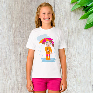 Meisje met paraplu in regen Kinderen Regenachtige  T-shirt