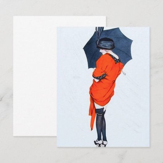 meisje met paraplu kaart (Voorkant / Achterkant)