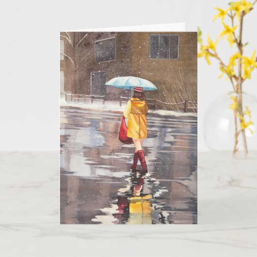Meisje met paraplu special kaart (Gele Bloem)