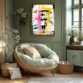 Meisje met paraplu – Urban Graffiti Street Art Poster