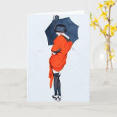  meisje met paraplu Wenskaart Kaart (Gele Bloem)