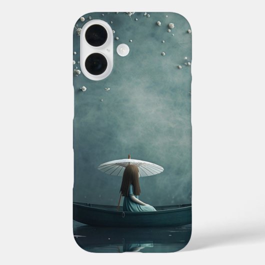 Meisje met parasol in boot iPhone 16 Hoesje (Achterkant)