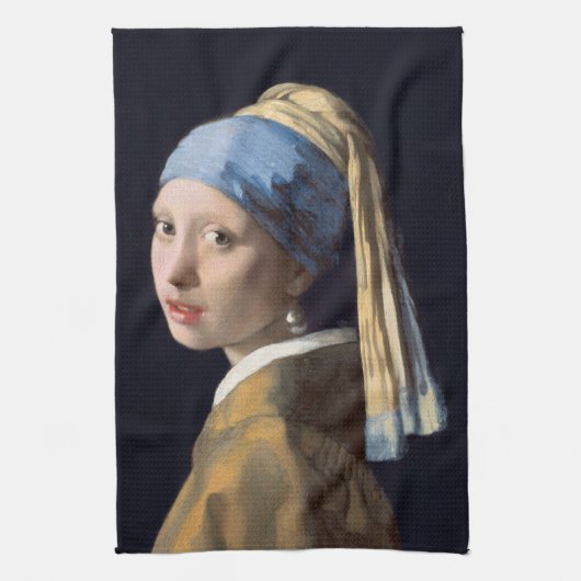 Meisje met parel oorbel 1665 Johannes Vermeer Theedoek (Verticaal)