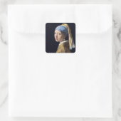 Meisje met parel oorbel 1665 Johannes Vermeer Vierkante Sticker (Tas)
