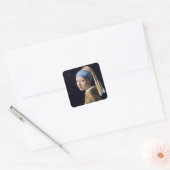 Meisje met parel oorbel 1665 Johannes Vermeer Vierkante Sticker (Envelop)