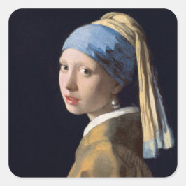 Meisje met parel oorbel 1665 Johannes Vermeer Vierkante Sticker
